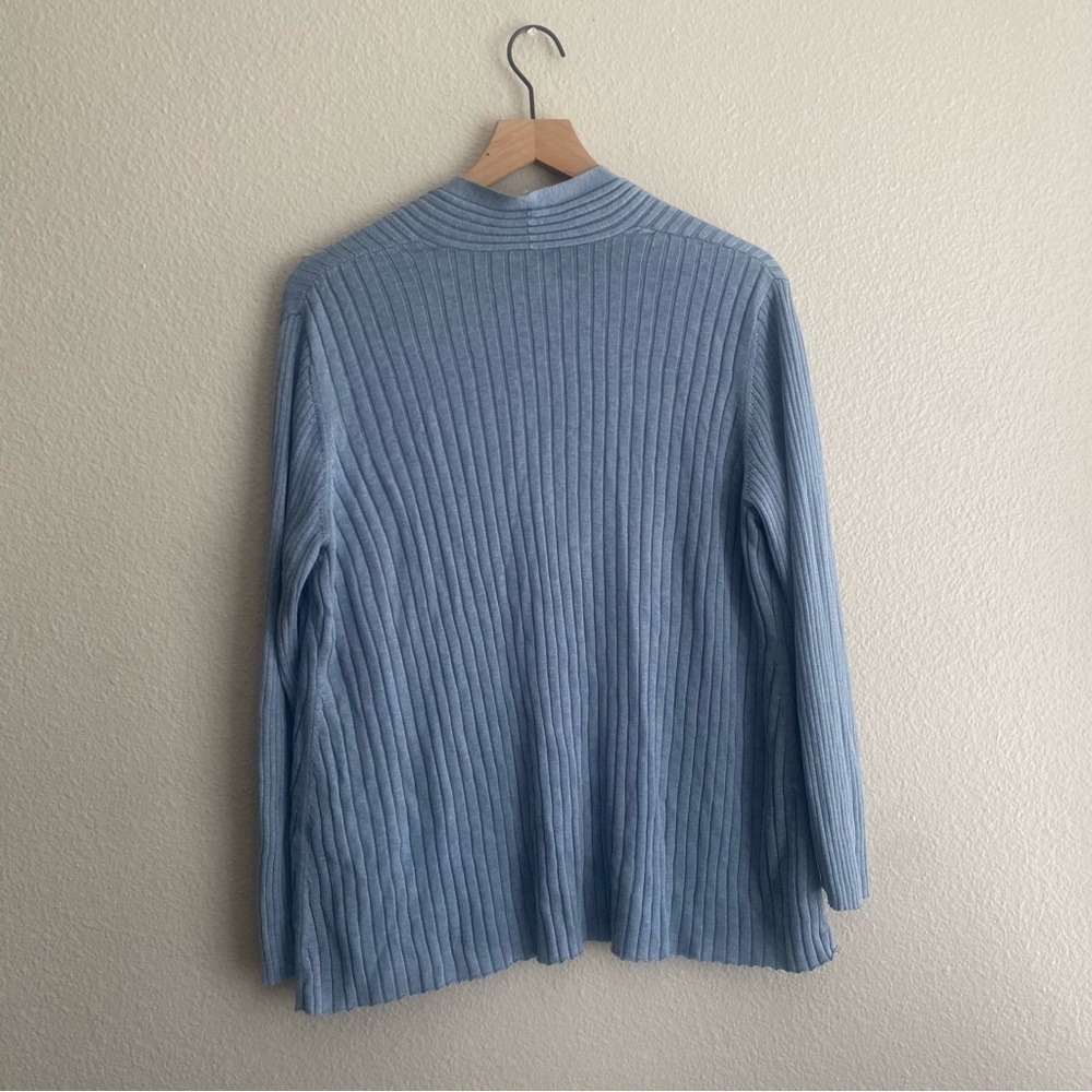 Eileen Fisher Blue Cardigan  Silk Cotton Tencel blend L/G - Picture 4 of 6